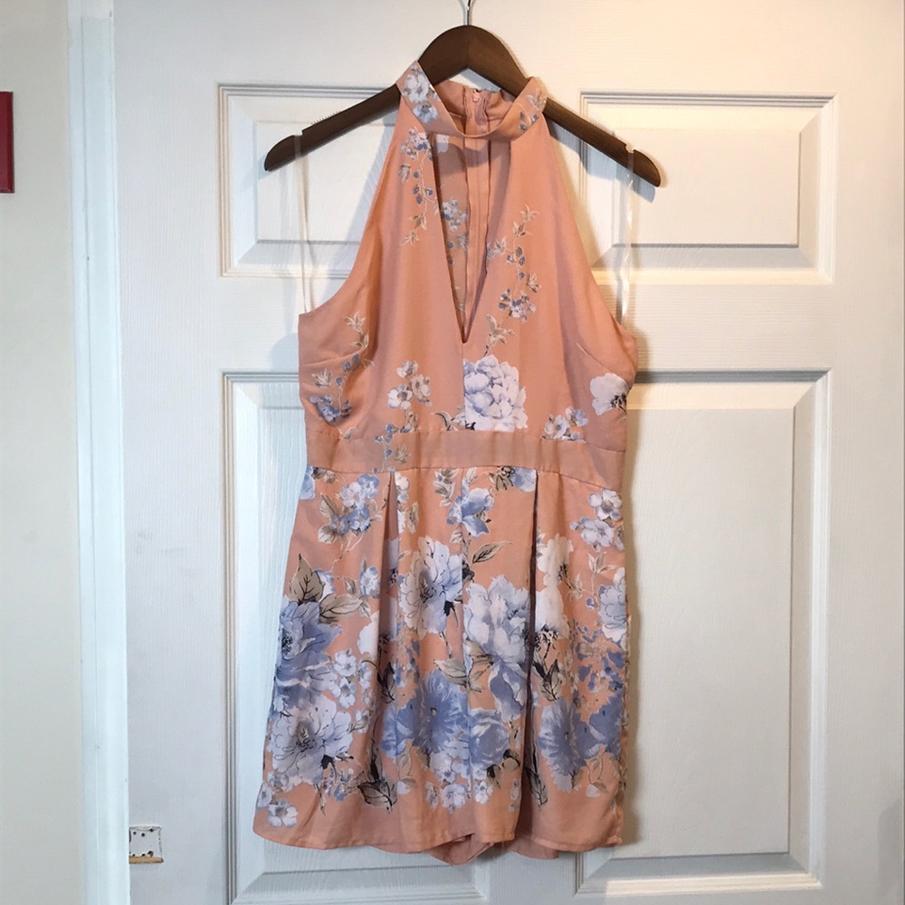 SOLD Charlotte Russe Coral Coral Colored Floral Romper